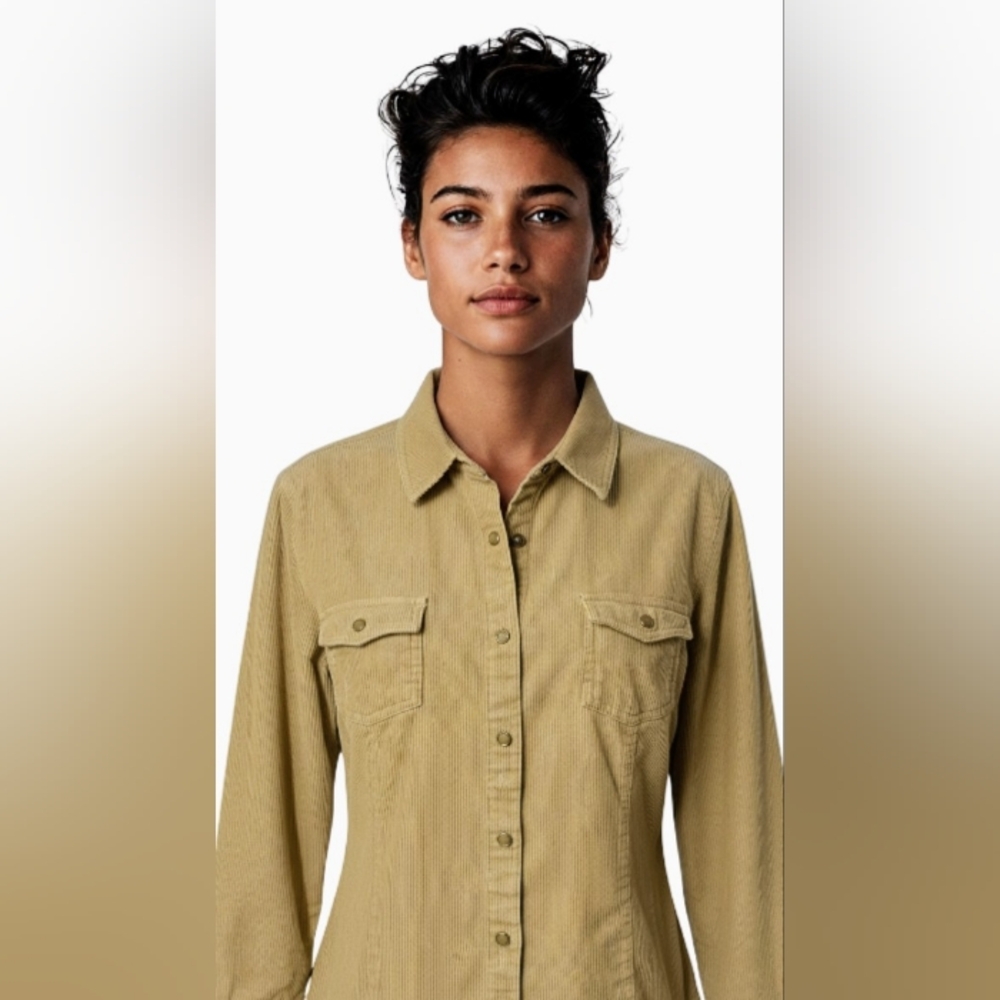 Yellow Corduroy Button-Up Shirt